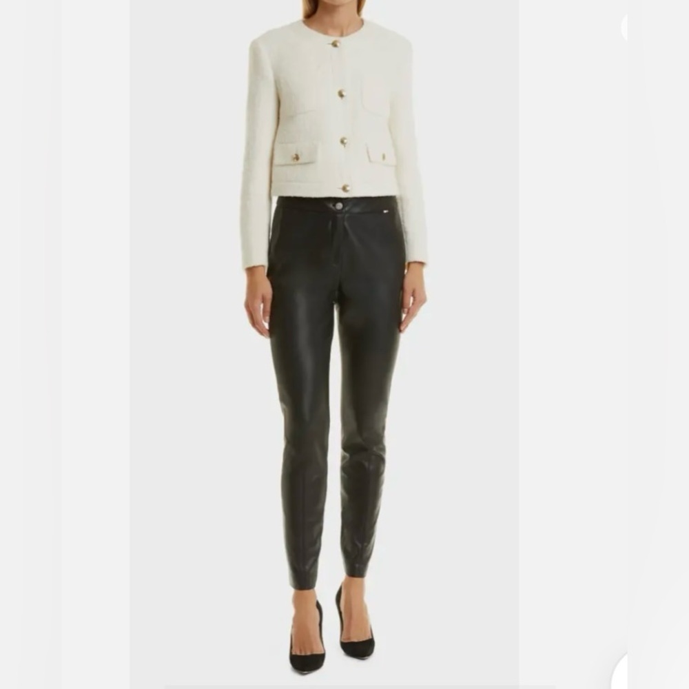 Boss Talega Black Faux Leather Skinny Pants, size 6, Mobwife Classic Modern